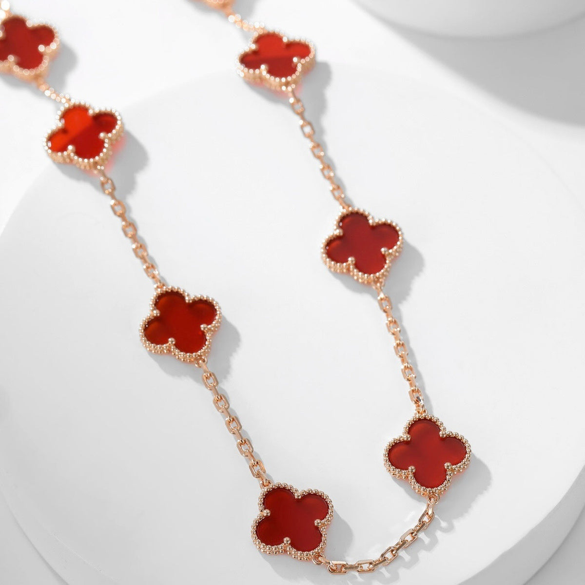 [LumiVibe]CLOVER 10 MOTIFS CARNELIAN NECKLACE