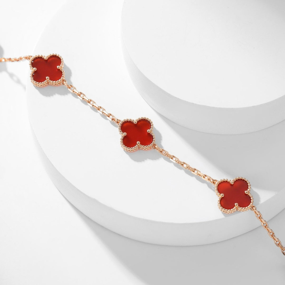 [LumiVibe]CLOVER 10 MOTIFS CARNELIAN NECKLACE