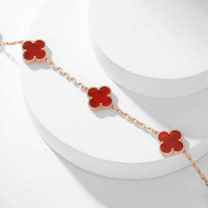 [LumiVibe]CLOVER 10 MOTIFS CARNELIAN NECKLACE