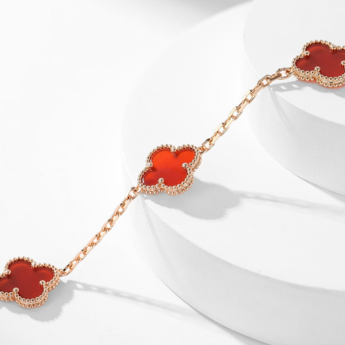 [LumiVibe]CLOVER 10 MOTIFS CARNELIAN NECKLACE