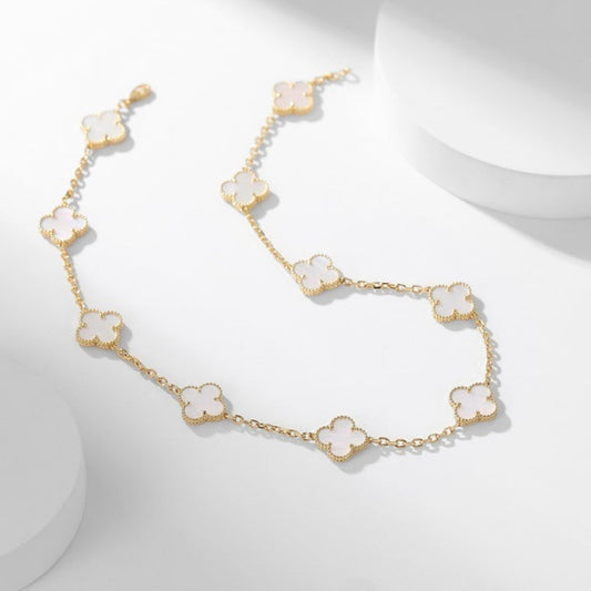 [LumiVibe]CLOVER 10 MOTIFS WHITE MOTHER OF PEARL NECKLACE