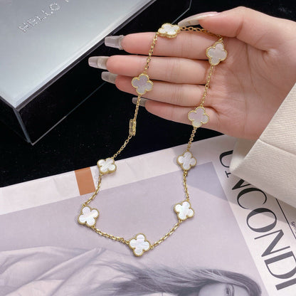 [LumiVibe]CLOVER 10 MOTIFS WHITE MOTHER OF PEARL NECKLACE