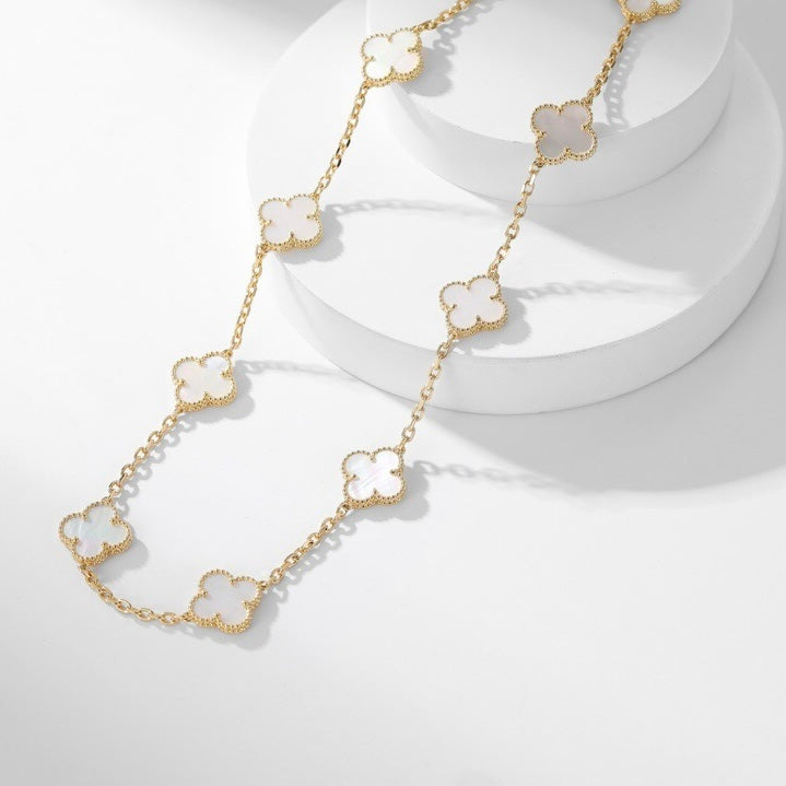[LumiVibe]CLOVER 10 MOTIFS WHITE MOTHER OF PEARL NECKLACE