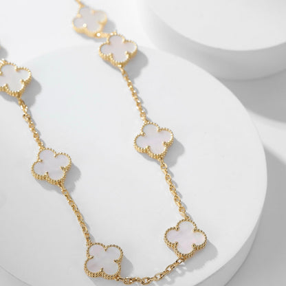 [LumiVibe]CLOVER 10 MOTIFS WHITE MOTHER OF PEARL NECKLACE