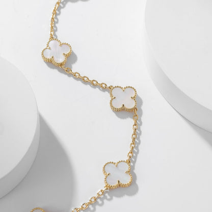 [LumiVibe]CLOVER 10 MOTIFS WHITE MOTHER OF PEARL NECKLACE