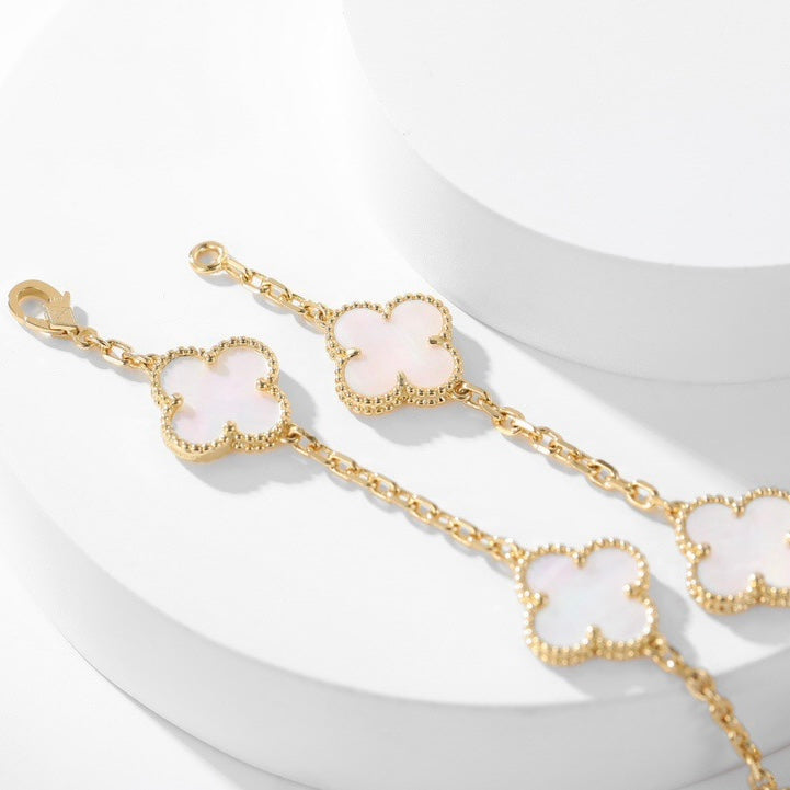[LumiVibe]CLOVER 10 MOTIFS WHITE MOTHER OF PEARL NECKLACE