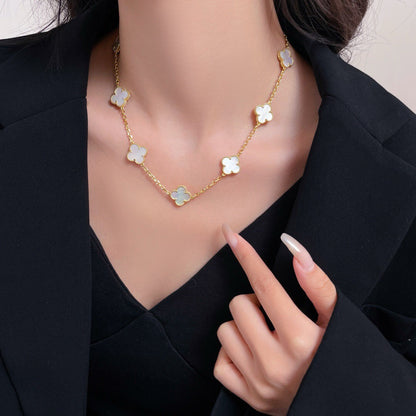 [LumiVibe]CLOVER 10 MOTIFS WHITE MOTHER OF PEARL NECKLACE