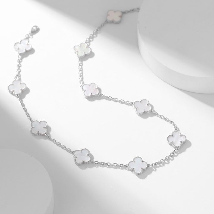 [LumiVibe]CLOVER 10 MOTIFS WHITE MOTHER OF PEARL NECKLACE