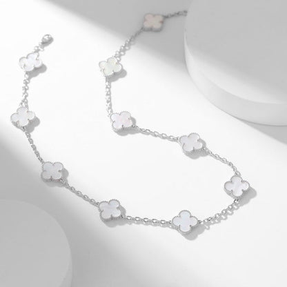 [LumiVibe]CLOVER 10 MOTIFS WHITE MOTHER OF PEARL NECKLACE