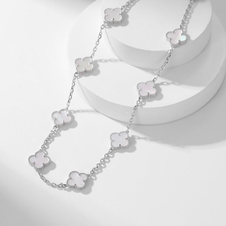 [LumiVibe]CLOVER 10 MOTIFS WHITE MOTHER OF PEARL NECKLACE