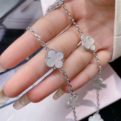 [LumiVibe]CLOVER 10 MOTIFS WHITE MOTHER OF PEARL NECKLACE