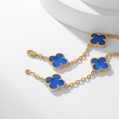 [LumiVibe]CLOVER 10 MOTIFS BLUE AGATE NECKLACE