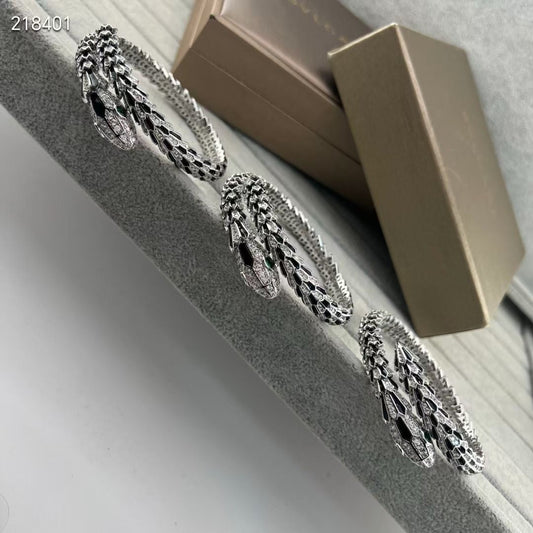 [LumiVibe]NEW OBSIDIAN & DIAMOND SERPENT BRACELET