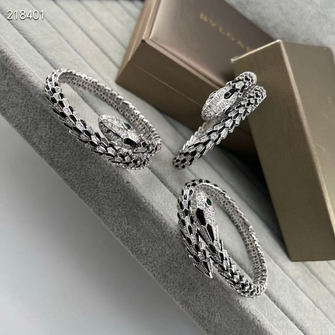 [LumiVibe]NEW OBSIDIAN & DIAMOND SERPENT BRACELET