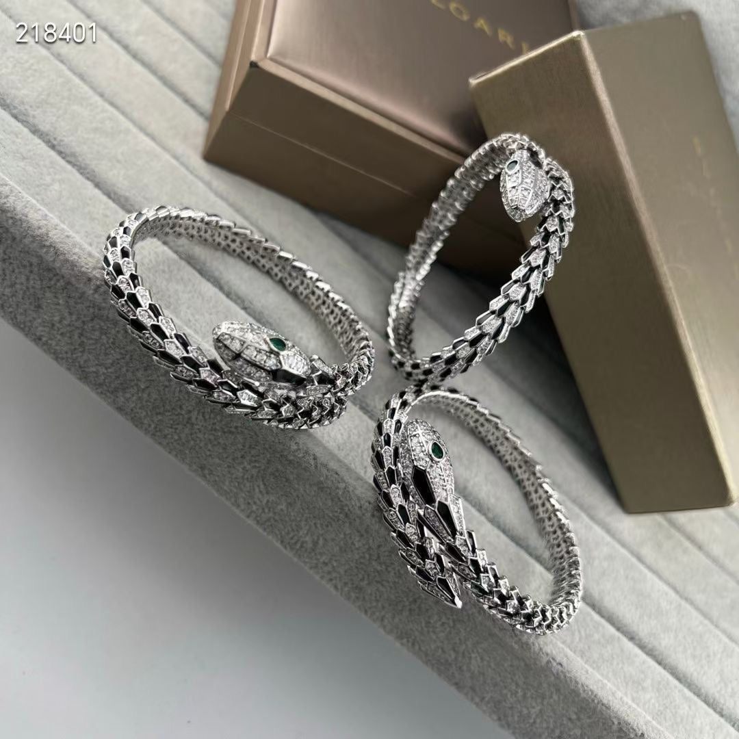 [LumiVibe]NEW OBSIDIAN & DIAMOND SERPENT BRACELET
