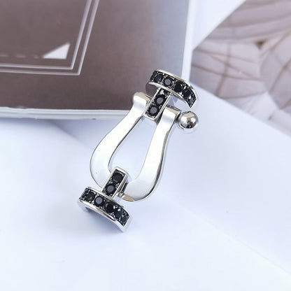 [LumiVibe]FORCE LARGE HORSESHOE BLACK DIAMOND BRACELET SILVER