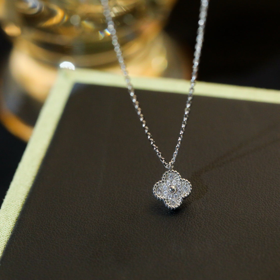 [LumiVibe]CLOVER MINI 9.5MM PENDANT DIAMOND NECKLACE
