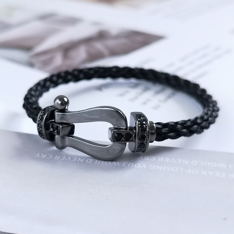 [LumiVibe]FORCE LARGE SERIES HORSESHOE BLACK SAMURAI BRACELET