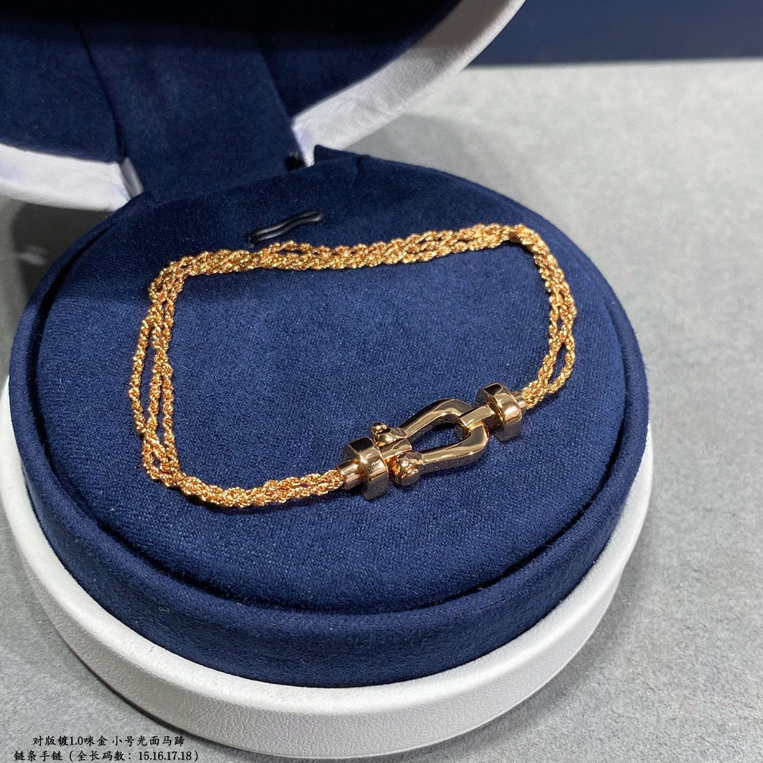 [LumiVibe]FORCE SMALL HORSESHOE  DIAMOND CHAIN ROPE BRACELET