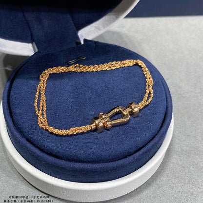 [LumiVibe]FORCE SMALL HORSESHOE  DIAMOND CHAIN ROPE BRACELET