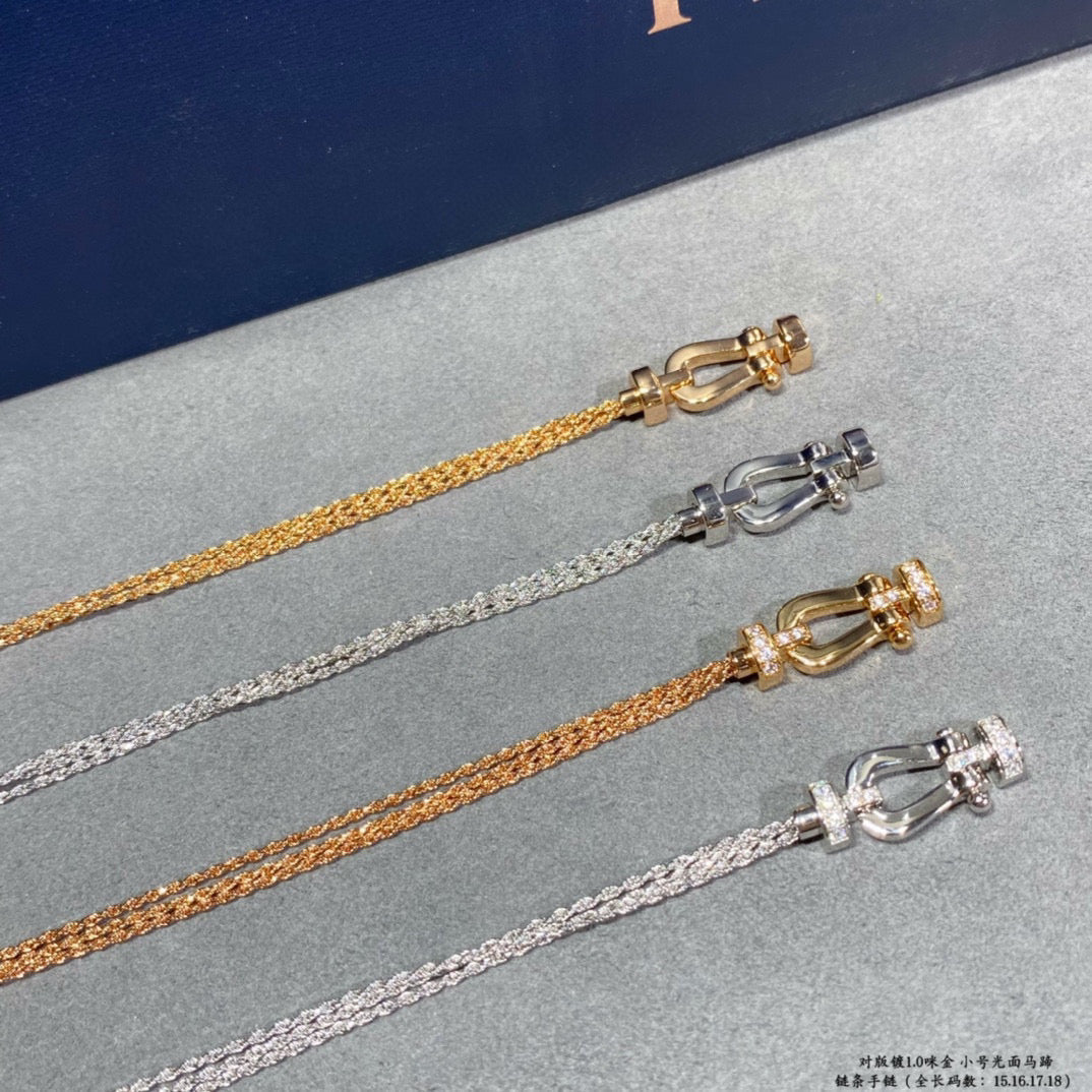 [LumiVibe]FORCE SMALL HORSESHOE  DIAMOND CHAIN ROPE BRACELET