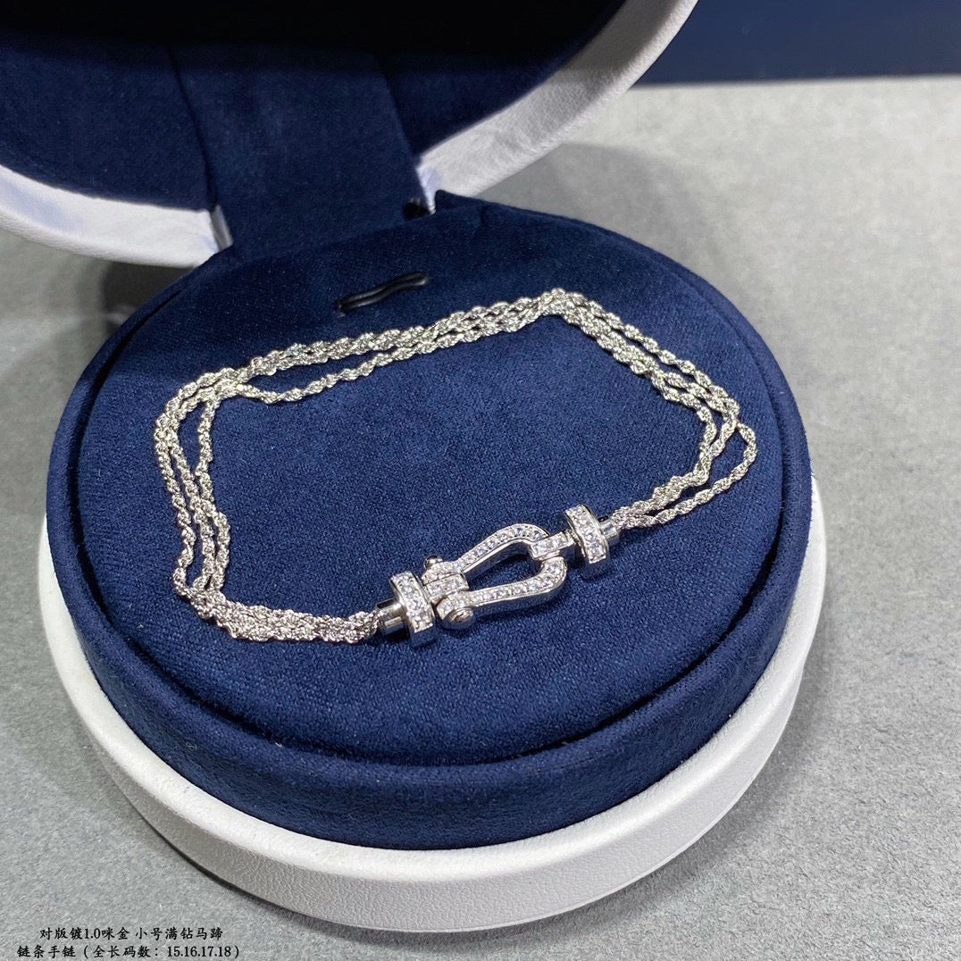 [LumiVibe]FORCE SMALL HORSESHOE  DIAMOND CHAIN ROPE BRACELET
