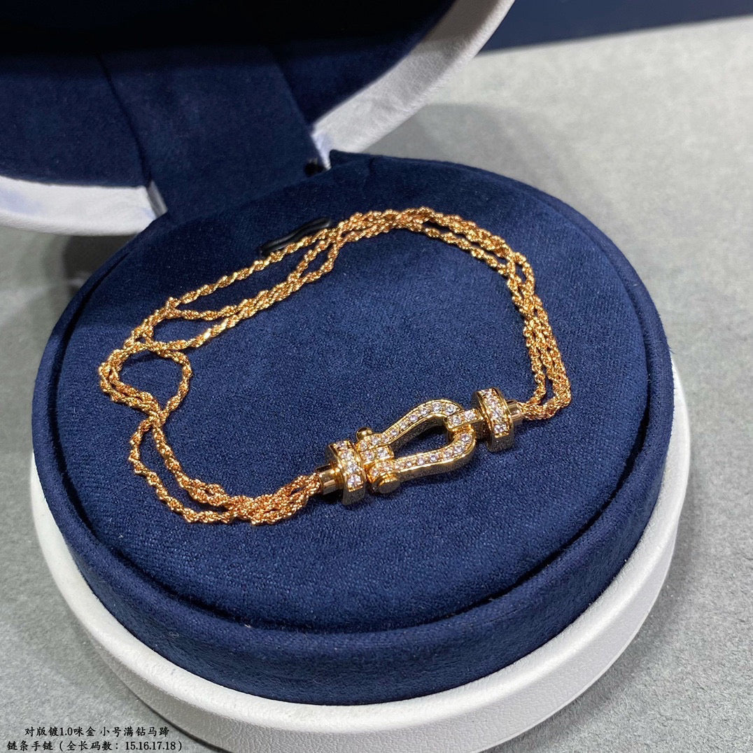 [LumiVibe]FORCE SMALL HORSESHOE  DIAMOND CHAIN ROPE BRACELET