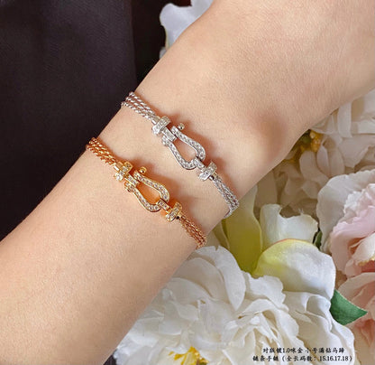 [LumiVibe]FORCE SMALL HORSESHOE  DIAMOND CHAIN ROPE BRACELET