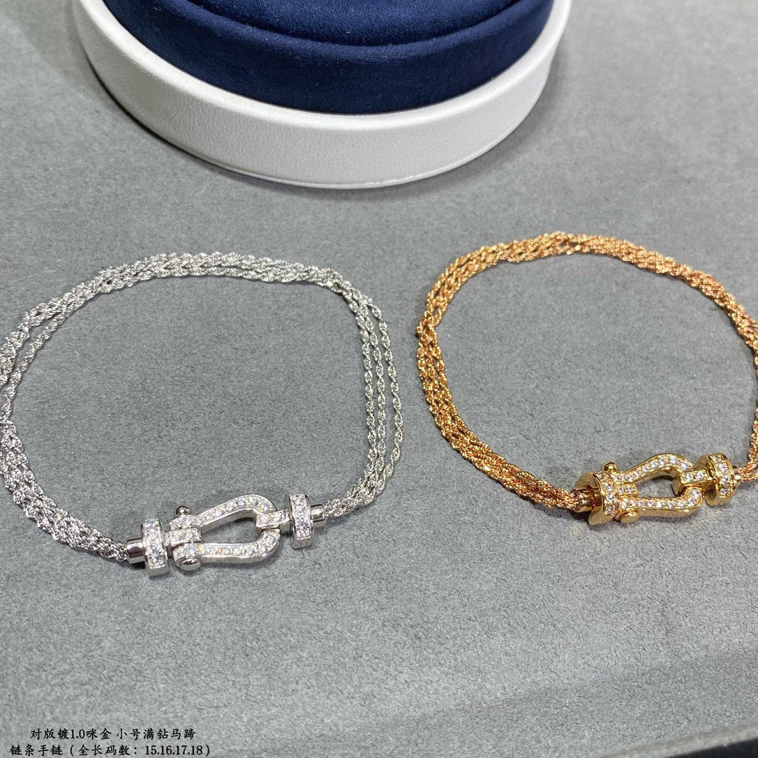 [LumiVibe]FORCE SMALL HORSESHOE  DIAMOND CHAIN ROPE BRACELET