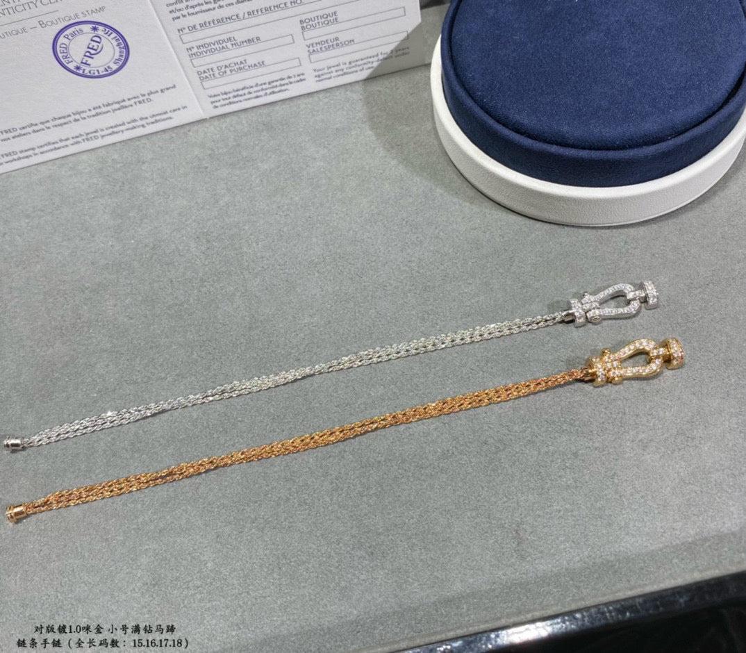 [LumiVibe]FORCE SMALL HORSESHOE  DIAMOND CHAIN ROPE BRACELET