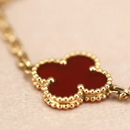 [LumiVibe] CLOVER 5 MOTIF RED CORNELIAN BRACELET COLLECTION
