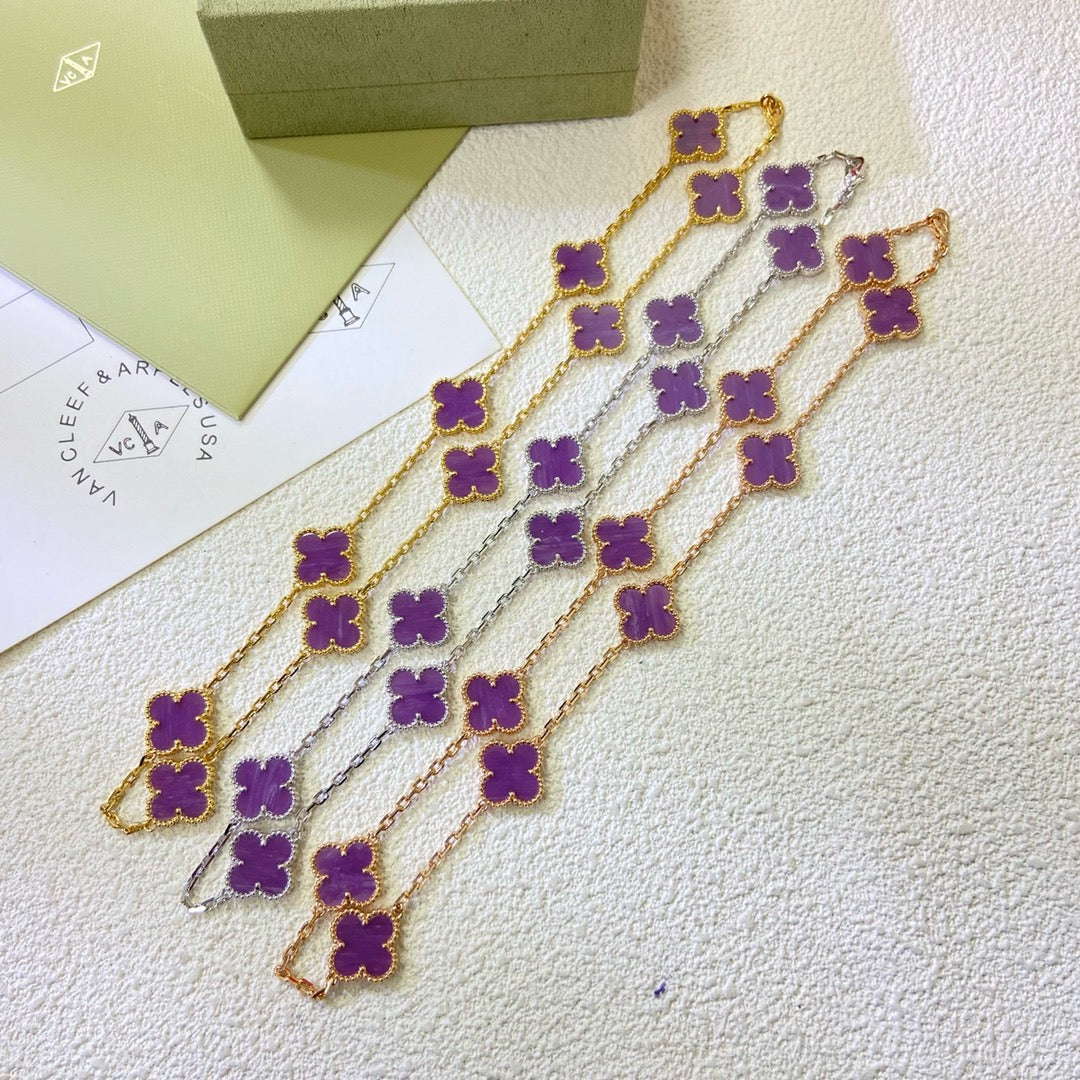 [LumiVibe Jewelry]CLOVER 10 MOTIFS  PURPLE VIOLET  NECKLACE