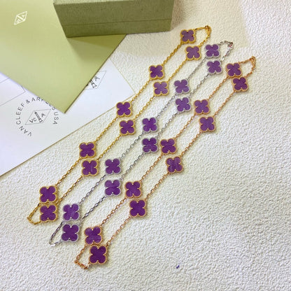 [LumiVibe Jewelry]CLOVER 10 MOTIFS  PURPLE VIOLET  NECKLACE