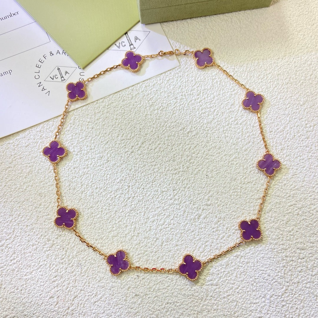 [LumiVibe Jewelry]CLOVER 10 MOTIFS  PURPLE VIOLET  NECKLACE