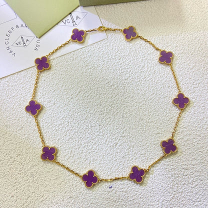 [LumiVibe Jewelry]CLOVER 10 MOTIFS  PURPLE VIOLET  NECKLACE