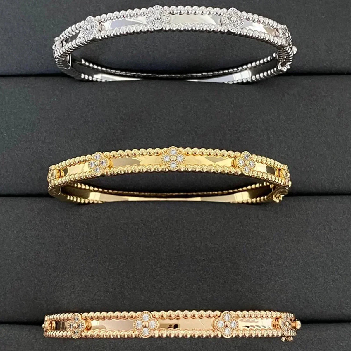[LumiVibe]CLOVER BRACELET 4MM DIAMONDS
