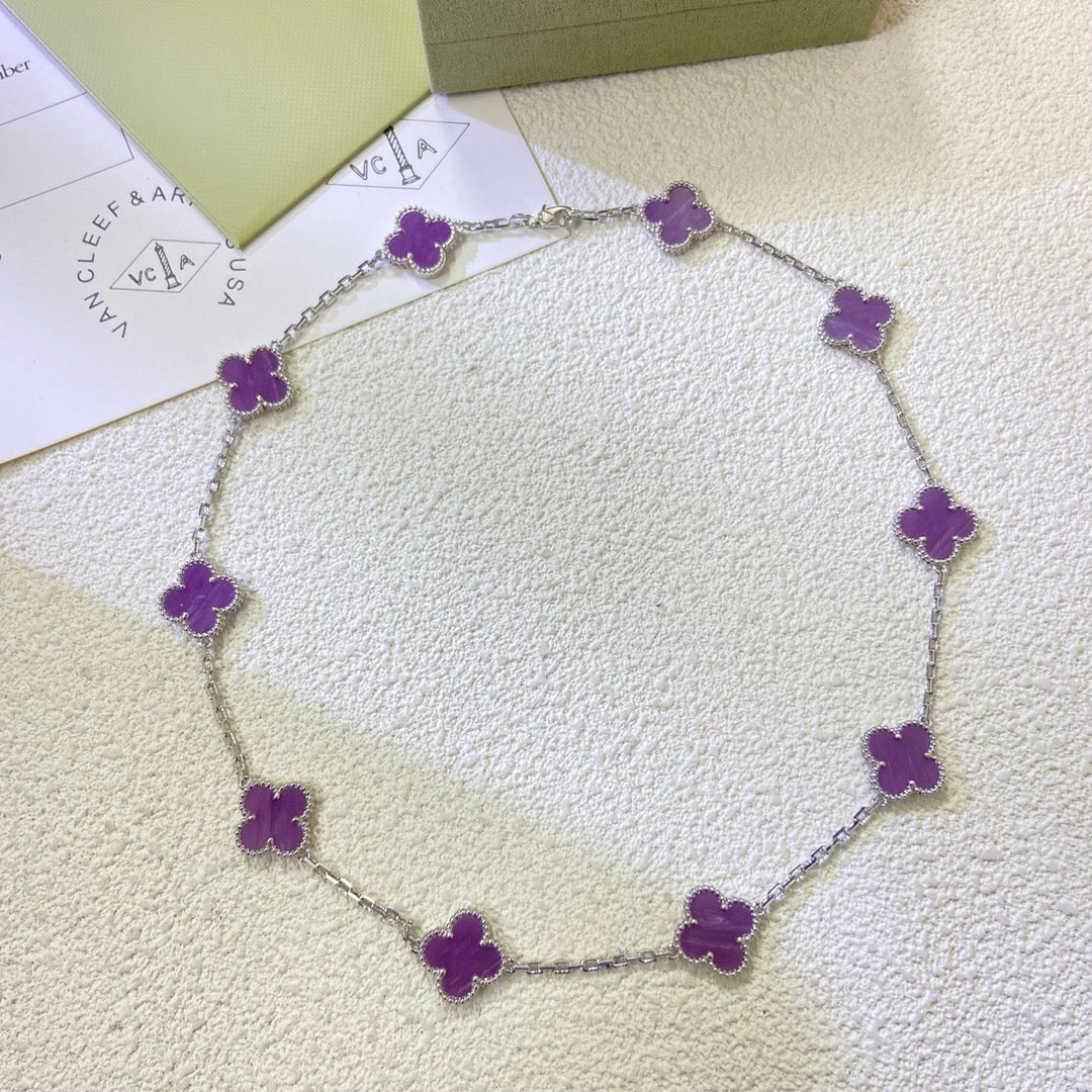 [LumiVibe Jewelry]CLOVER 10 MOTIFS  PURPLE VIOLET  NECKLACE