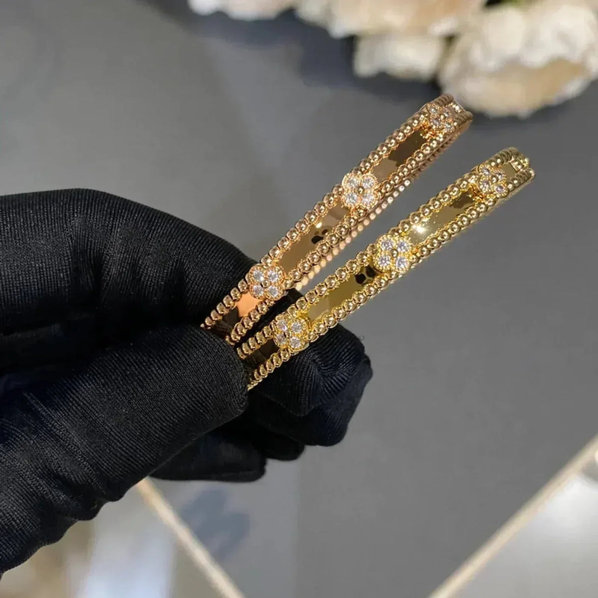 [LumiVibe]CLOVER BRACELET 4MM DIAMONDS
