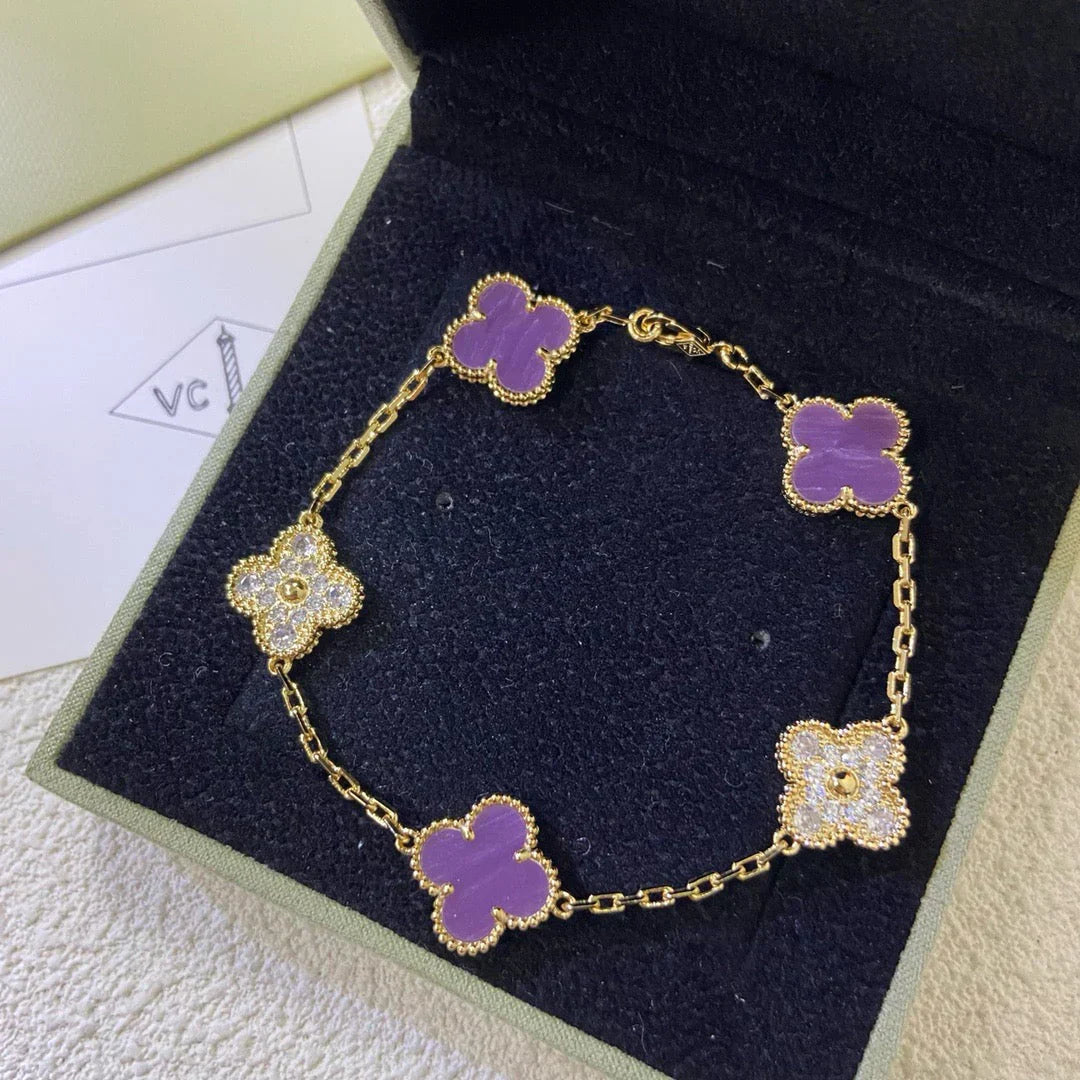 [LumiVibe] CLOVER 5 MOTIF VIOLET BRACELET COLLECTION