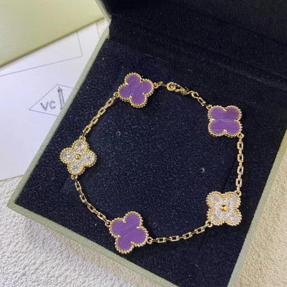 [LumiVibe] CLOVER 5 MOTIF VIOLET BRACELET COLLECTION