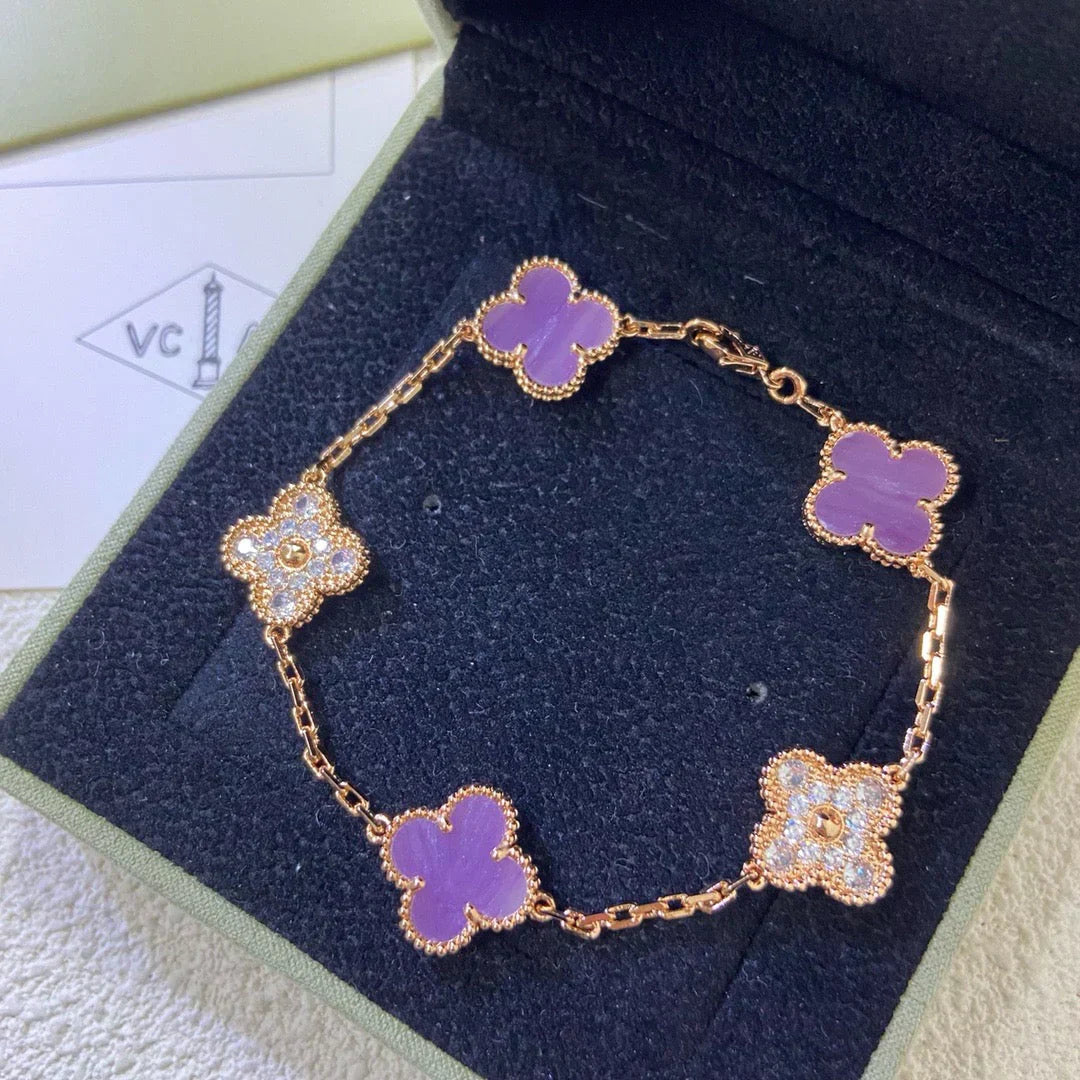 [LumiVibe] CLOVER 5 MOTIF VIOLET BRACELET COLLECTION