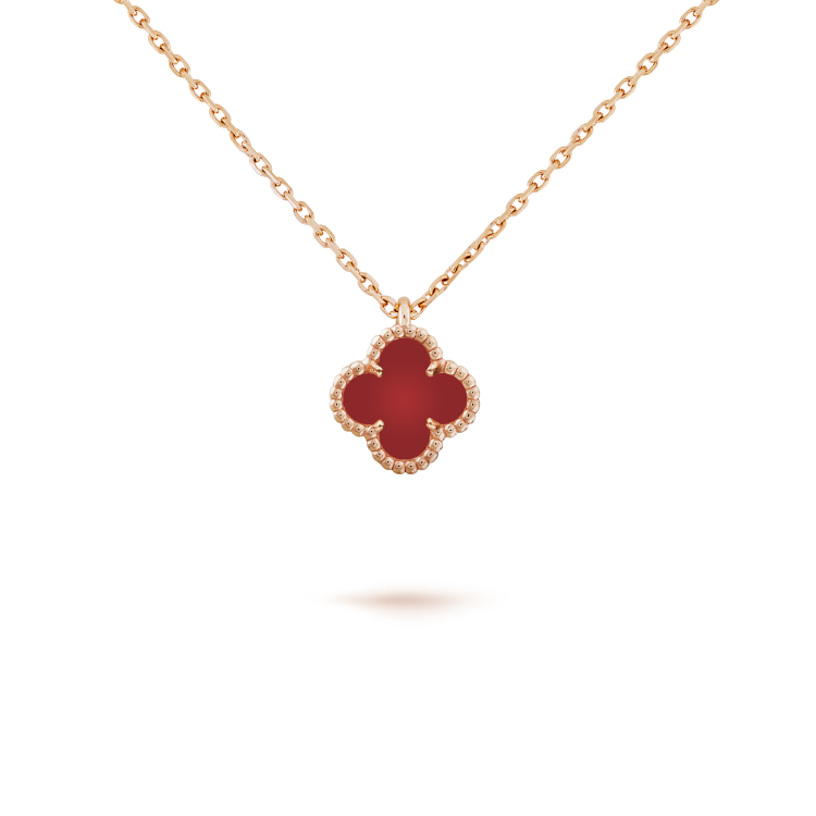 [LumiVibe]CLOVER MINI 9.5MM WHITE CARNELIANS NECKLACE