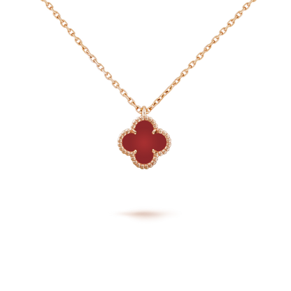 [LumiVibe]CLOVER MINI 9.5MM WHITE CARNELIANS NECKLACE