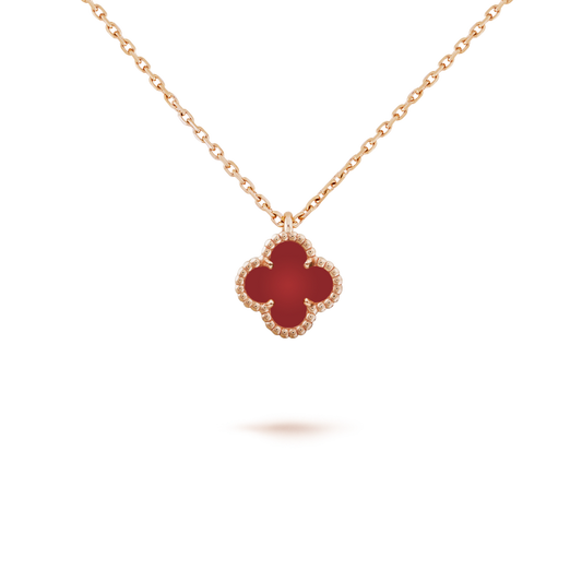 [LumiVibe]CLOVER MINI 9.5MM WHITE CARNELIANS NECKLACE