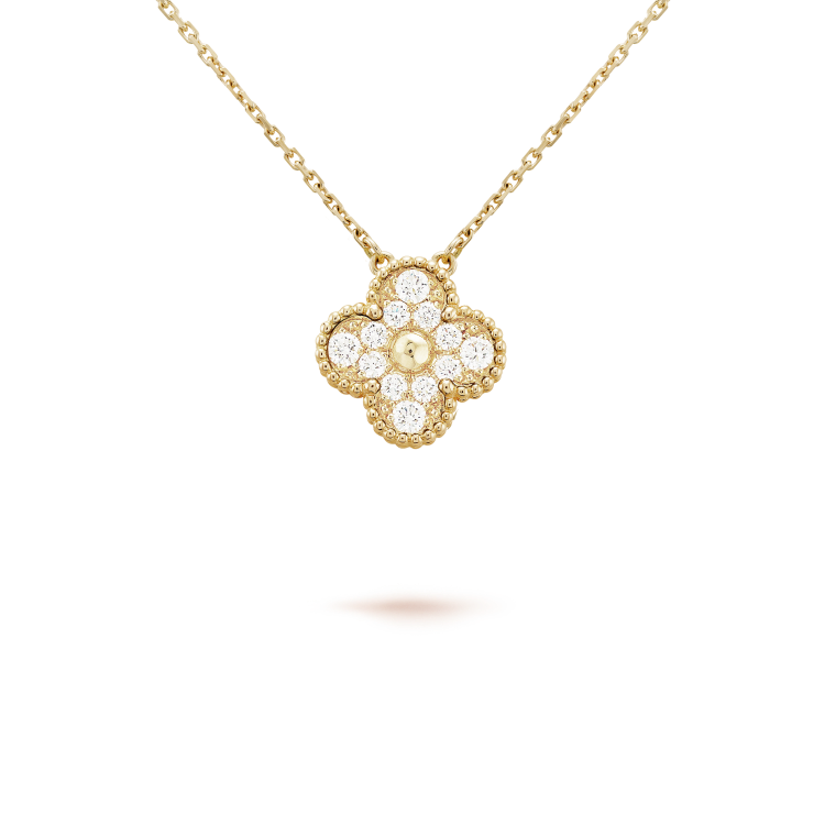 [LumiVibe]CLOVER 15MM DIAMOND SINGLE FLOWER NECKLACE