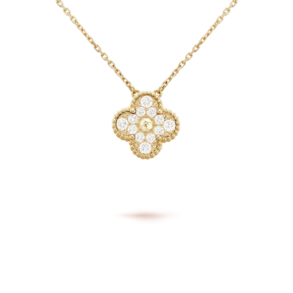 [LumiVibe]CLOVER 15MM DIAMOND SINGLE FLOWER NECKLACE