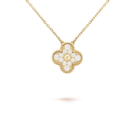 [LumiVibe]CLOVER 15MM DIAMOND SINGLE FLOWER NECKLACE