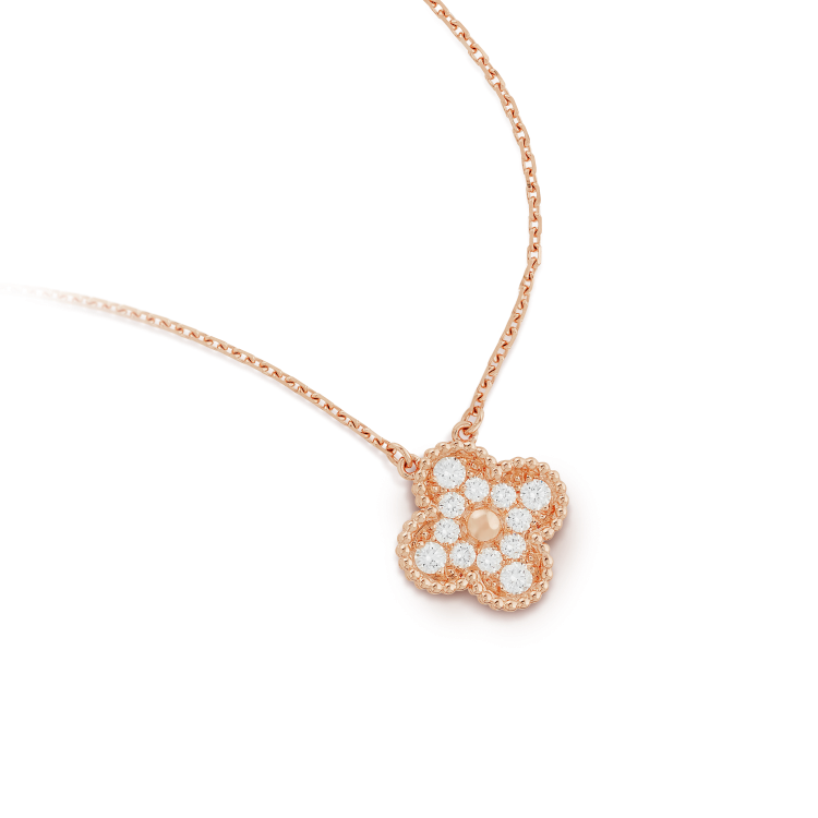 [LumiVibe]CLOVER 15MM DIAMOND SINGLE FLOWER NECKLACE