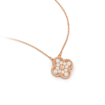 [LumiVibe]CLOVER 15MM DIAMOND SINGLE FLOWER NECKLACE