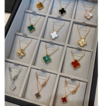 [LumiVibe]CLOVER 15MM DIAMOND SINGLE FLOWER NECKLACE